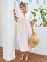 Pastel Striped Tie Dye Maxi Dress Swim Cover Up Swimwear Cover-Ups