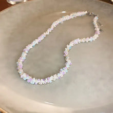 Delicate pastel titanium steel rice bead necklace with adjustable clasp