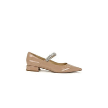 Patent Leather Mary Jane Shoes with Crystal and Jeweled Straps Apricot Woman Loafers