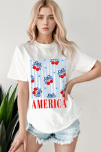 Patriotic Cherry America Graphic White T Shirt for Women