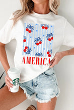 Patriotic Cherry America Graphic White T Shirt for Women
