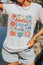 Patriotic Floral America Land of the Free White T Shirt for Women White