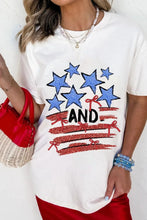 Patriotic Stripes Bow Graphic T Shirt for Women