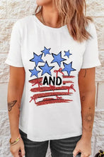 Patriotic stripes bow graphic t-shirt for women with stars