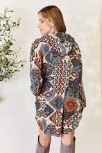 Patterned Hooded Shirt Dress Jacket for Women Outerwear Jeans Size Friendly