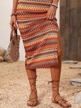 Striped Knit Midi Skirt with Side Slit