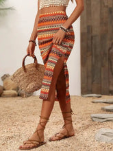 Striped Knit Midi Skirt with Side Slit Woman Skirts