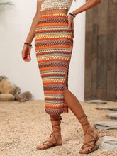 Striped Knit Midi Skirt with Side Slit