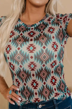 Patterned Sheer Mesh Bodysuit for Women Woman T Shirts