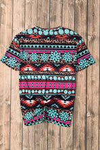 Patterned V-Neck Short Sleeve T-Shirt for Women