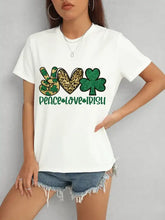 PEACE LOVE IRISH Round Neck Short Sleeve T-Shirt Woman T Shirts
