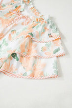 Anthropologie white floral ruffled summer dress with orange green accents
