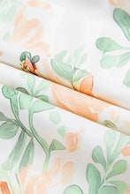 Peach and green floral ruffled romper and pajama set in cotton linen blend