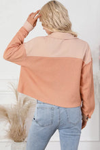 Peach and pink patchwork cropped jacket with long sleeve length