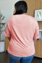 Peach Bamboo Fiber Oversized V-Neck Drop Shoulder T-Shirt for Women Woman T Shirts
