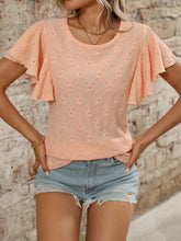Peach Eyelet Flutter Sleeve Top for Women