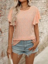Peach Eyelet Flutter Sleeve Top for Women