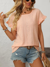 Peach Eyelet Frill Blouse for Women
