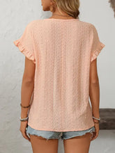 Peach Eyelet Frill Blouse for Women Woman T Shirts