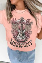 Peach Graphic Round Neck Tee Machine Wash Cold Tumble Dry Low Watermelon pink