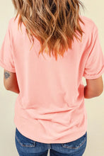 Peach Graphic Round Neck Tee Machine Wash Cold Tumble Dry Low