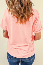 Peach Guitar Flower Print Crew Neck T Shirt for Women Woman T Shirts