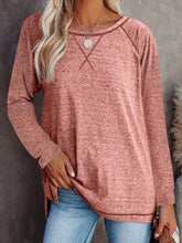 Peach Long Sleeve Raglan Shirt for Women Burnt Coral