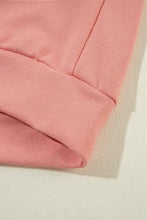 Peach round neck long sleeve sweatshirt with bow and pink fleece sweatpants