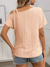 Peach Open-Knit Cold Shoulder Top for Women Woman T Shirts