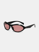 Peach Oval Sunglasses with Black Frame and Pink Lenses Black Pink One Size