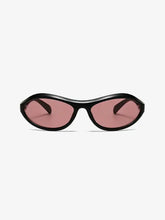 Peach Oval Sunglasses with Black Frame and Pink Lenses Sunglasses