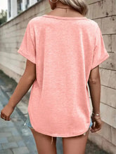 Peach Short Sleeve Button Down Shirt for Women Woman T Shirts