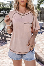 Peach Short Sleeve Pocket Top for Women Dusty Pink