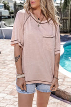 Peach Short Sleeve Pocket Top for Women
