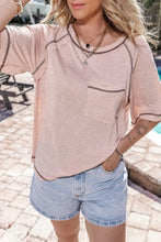 Peach Short Sleeve Pocket Top for Women