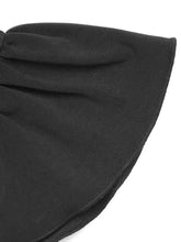 Black ruffled cap sleeve jumpsuit with pearl details on textured fabric