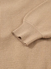 Pearl embellished keyhole ribbed sweater dress sleeve in beige textured knit