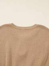 Pearl embellished keyhole ribbed sweater dress in beige knit