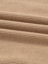 Pearl embellished keyhole ribbed sweater dress in beige textured knit