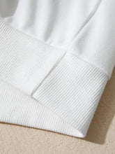 White ribbed knit sleeve cuff on pearl plaid christmas tree patched drop shoulder sweatshirt in soft fabric