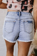 Pearl Studded Pockets Raw Hem Denim Shorts Denim Shorts
