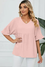 Women’s pink V-neck half sleeve babydoll tunic top