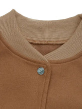 Perfee Baseball Collar Snap Down Long Sleeve Jacket Woman Outerwear