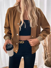 Perfee Baseball Collar Snap Down Long Sleeve Jacket Woman Outerwear