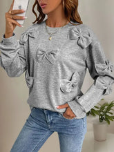Perfee Bow Round Neck Long Sleeve Sweatshirt Woman Sweatshirts