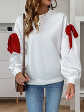 Perfee Bow Round Neck Long Sleeve Sweatshirt Woman Sweatshirts