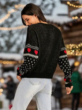 Perfee Christmas Element Round Neck Sweater Knit Top