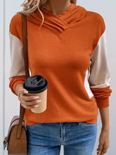 Perfee Contrast Long Sleeve Hoodie Woman Sweatshirts