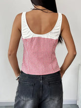 Perfee Contrast Plaid Square Neck Tank Tanks & Camis