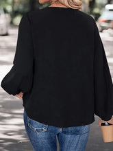 Perfee Contrast V-Neck Long Sleeve Blouse Woman Blouses